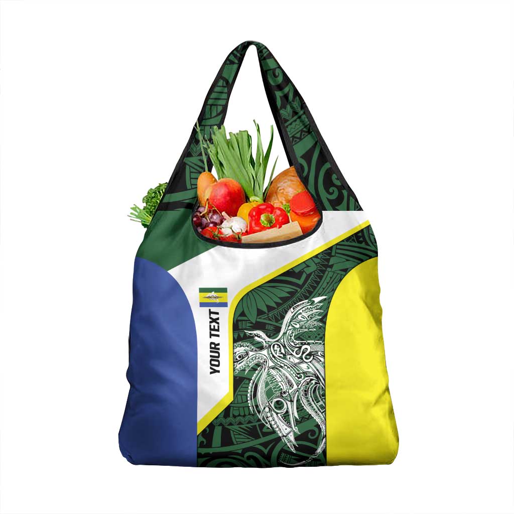 Personalised PNG Morobe Province Grocery Bag Bird of Paradise Tattoo Flag Motif - Polynesian Pride