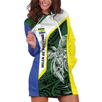 Personalised PNG Morobe Province Hoodie Dress Bird of Paradise Tattoo Flag Motif - Polynesian Pride