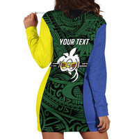 Personalised PNG Morobe Province Hoodie Dress Bird of Paradise Tattoo Flag Motif - Polynesian Pride