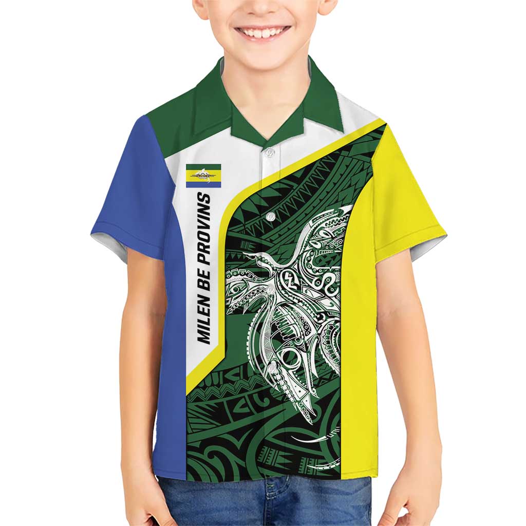 Personalised PNG Morobe Province Kid Hawaiian Shirt Bird of Paradise Tattoo Flag Motif - Polynesian Pride