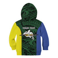 Personalised PNG Morobe Province Kid Hoodie Bird of Paradise Tattoo Flag Motif - Polynesian Pride