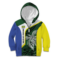 Personalised PNG Morobe Province Kid Hoodie Bird of Paradise Tattoo Flag Motif - Polynesian Pride