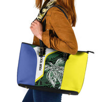 Personalised PNG Morobe Province Leather Tote Bag Bird of Paradise Tattoo Flag Motif - Polynesian Pride