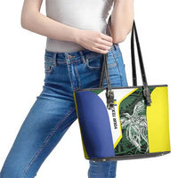Personalised PNG Morobe Province Leather Tote Bag Bird of Paradise Tattoo Flag Motif - Polynesian Pride