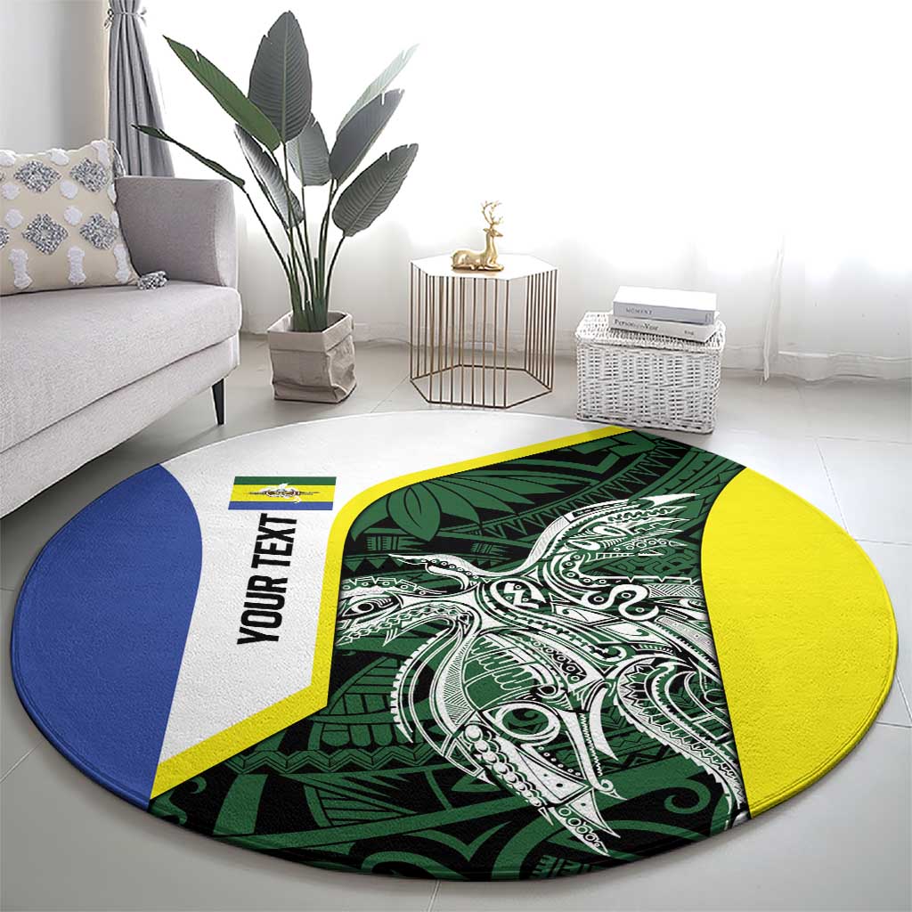 Personalised PNG Morobe Province Round Carpet Bird of Paradise Tattoo Flag Motif LT9 - Polynesian Pride