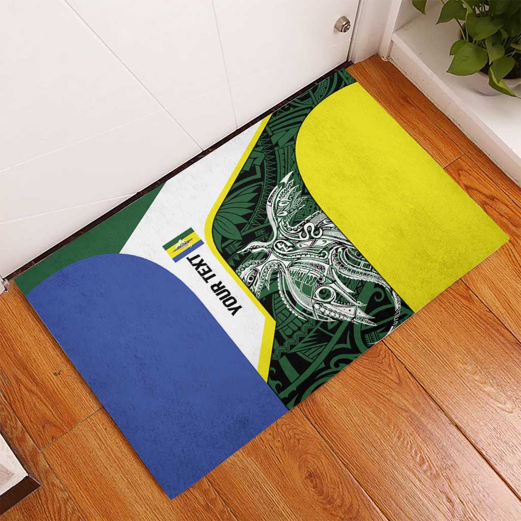 Personalised PNG Morobe Province Rubber Doormat Bird of Paradise Tattoo Flag Motif - Polynesian Pride