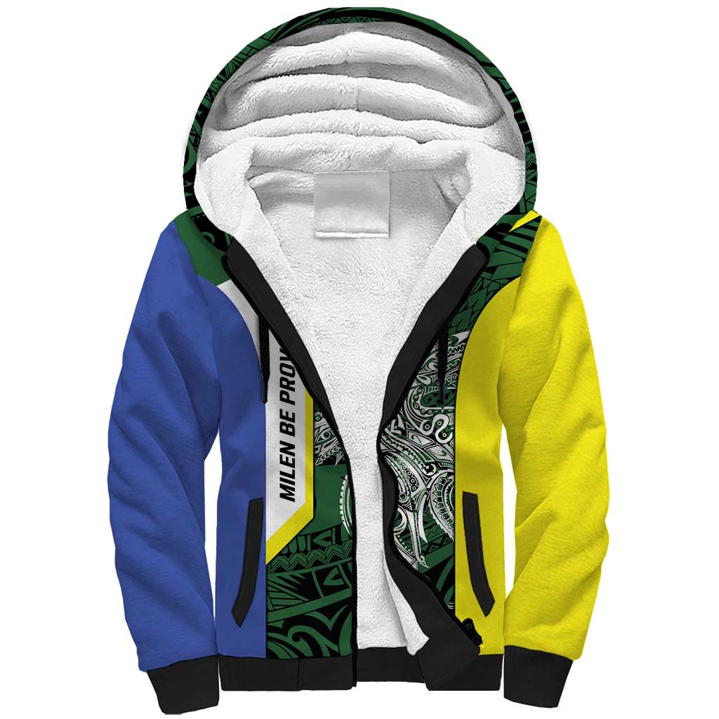 Personalised PNG Morobe Province Sherpa Hoodie Bird of Paradise Tattoo Flag Motif LT9 Unisex Green - Polynesian Pride