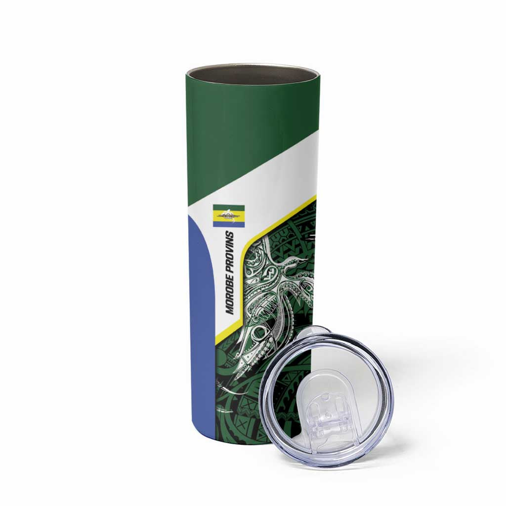 Personalised PNG Morobe Province Skinny Tumbler Bird of Paradise Tattoo Flag Motif LT9 - Polynesian Pride