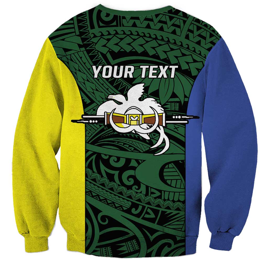 Personalised PNG Morobe Province Sweatshirt Bird of Paradise Tattoo Flag Motif - Polynesian Pride