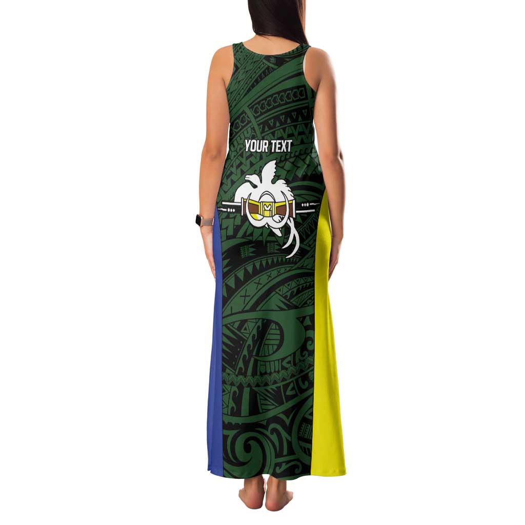 Personalised PNG Morobe Province Tank Maxi Dress Bird of Paradise Tattoo Flag Motif LT9 - Polynesian Pride