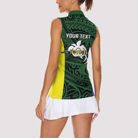 Personalised PNG Morobe Province Women Sleeveless Polo Shirt Bird of Paradise Tattoo Flag Motif - Polynesian Pride