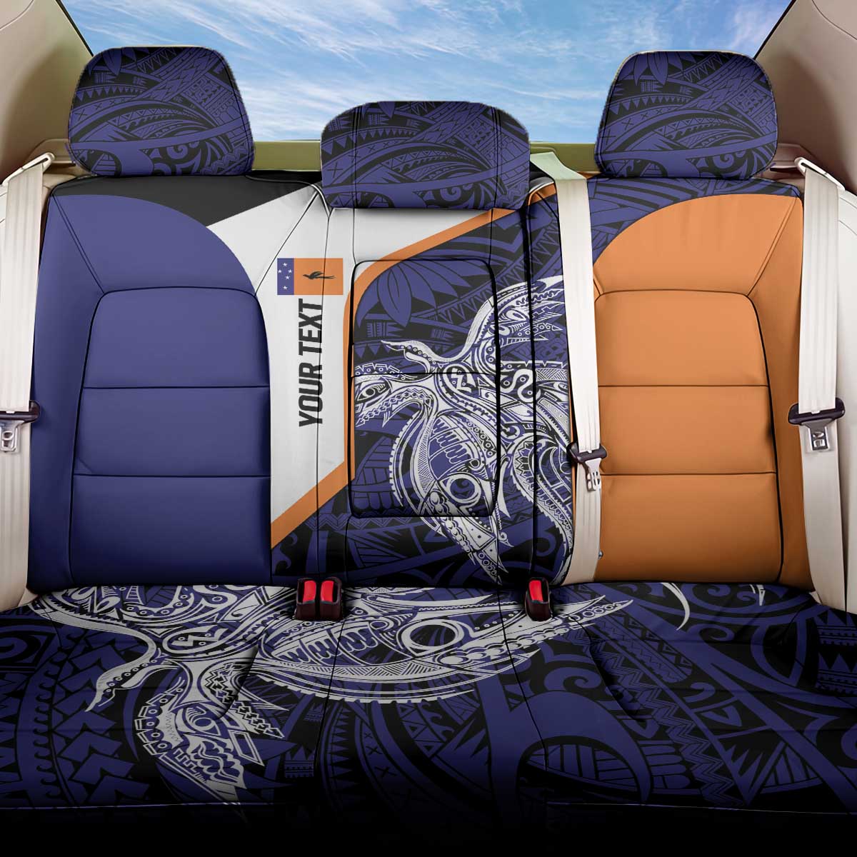 Personalised PNG New Ireland Back Car Seat Cover Bird of Paradise Tattoo Flag Motif - Polynesian Pride
