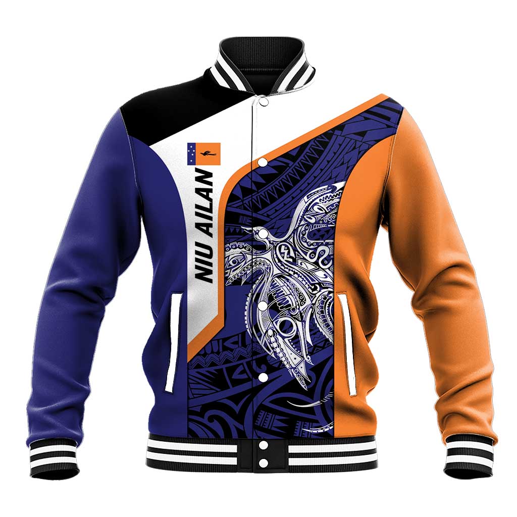 Personalised PNG New Ireland Baseball Jacket Bird of Paradise Tattoo Flag Motif - Polynesian Pride