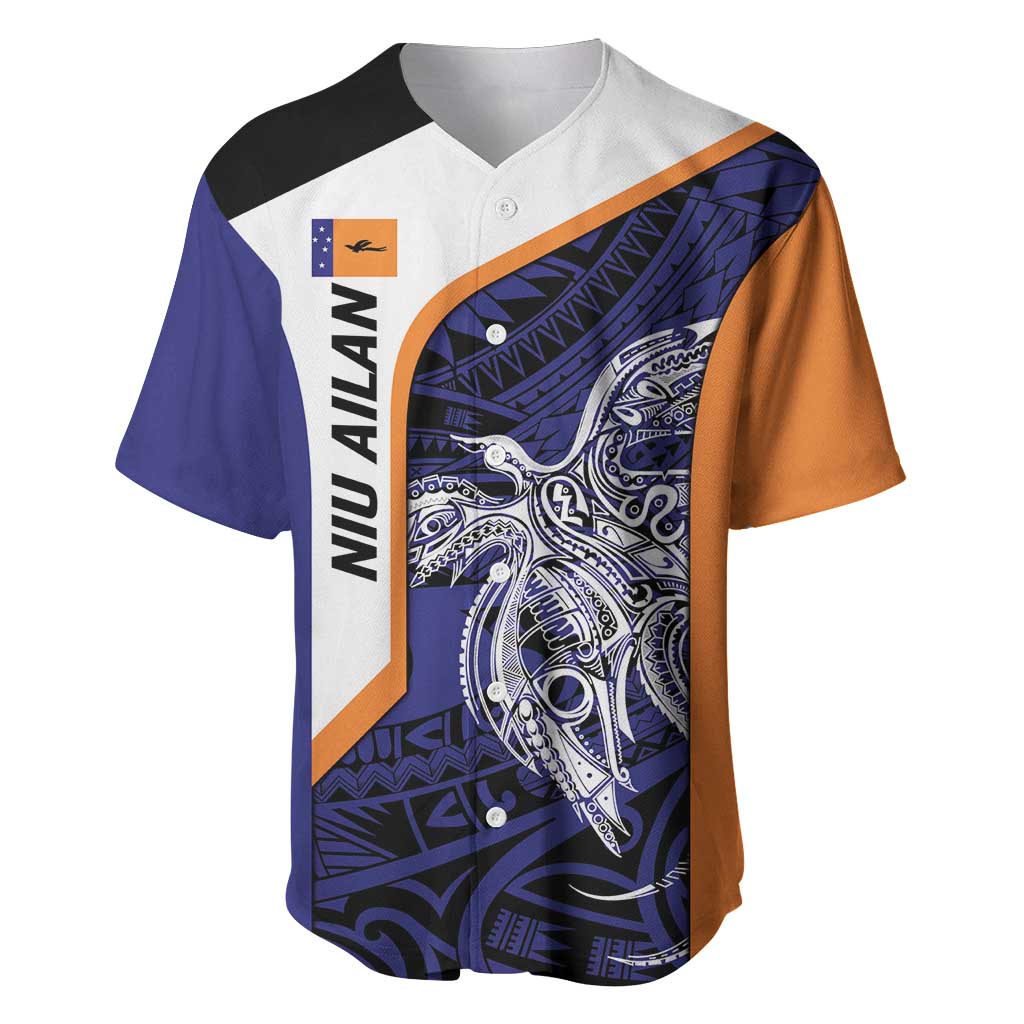 Personalised PNG New Ireland Baseball Jersey Bird of Paradise Tattoo Flag Motif - Polynesian Pride