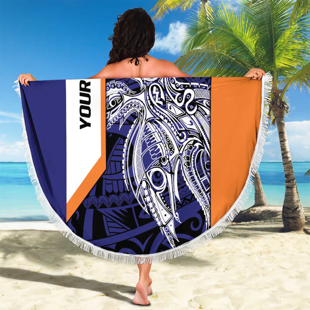 Personalised PNG New Ireland Beach Blanket Bird of Paradise Tattoo Flag Motif - Polynesian Pride