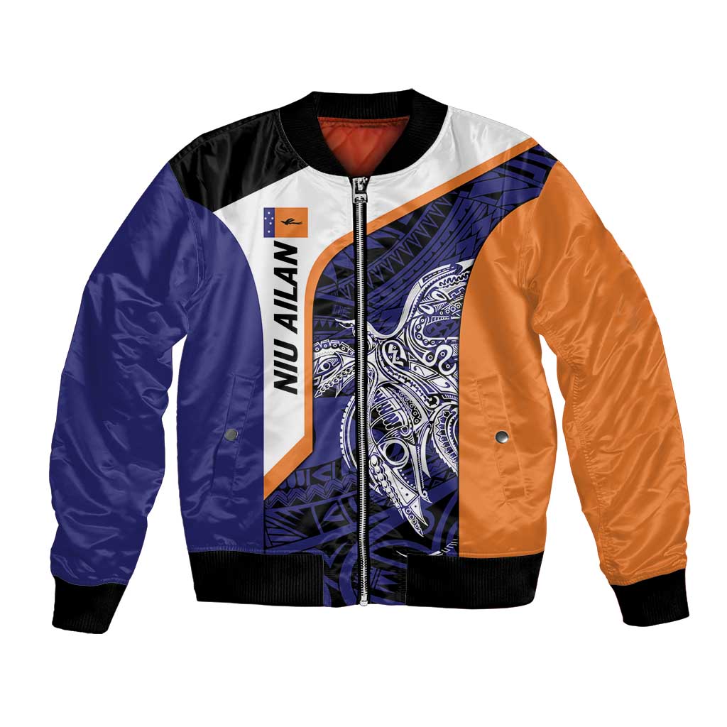 Personalised PNG New Ireland Bomber Jacket Bird of Paradise Tattoo Flag Motif - Polynesian Pride