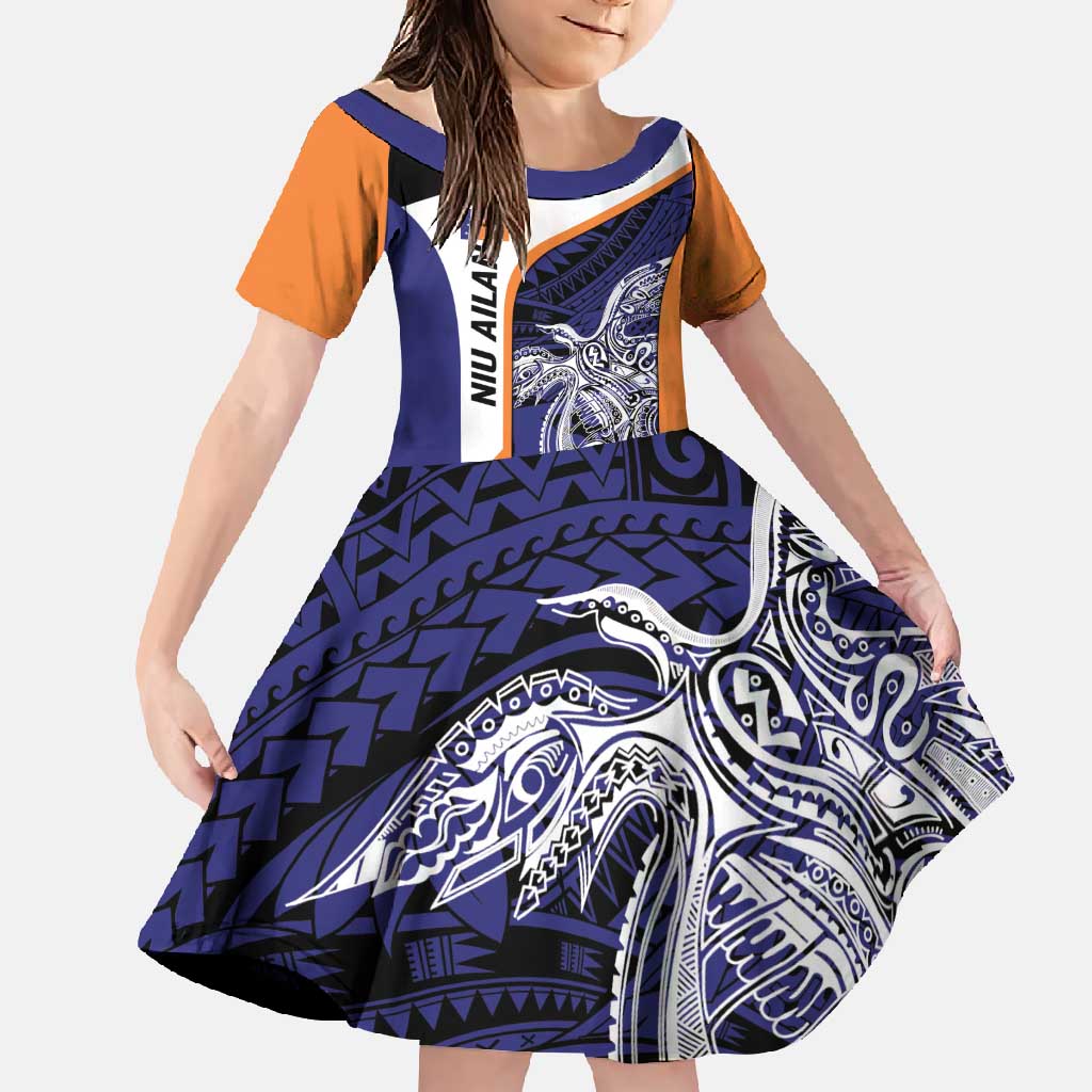 Personalised PNG New Ireland Family Matching Off Shoulder Maxi Dress and Hawaiian Shirt Bird of Paradise Tattoo Flag Motif - Polynesian Pride