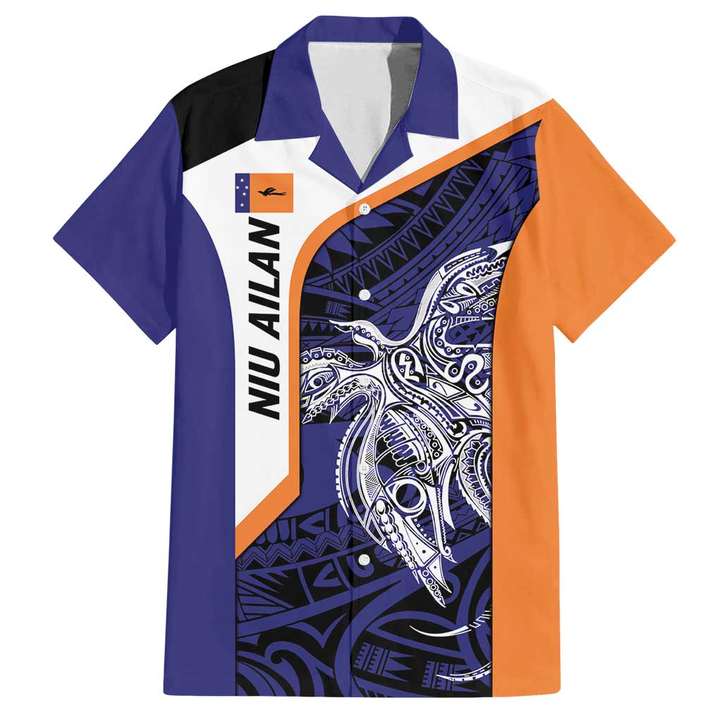 Personalised PNG New Ireland Family Matching Off Shoulder Short Dress and Hawaiian Shirt Bird of Paradise Tattoo Flag Motif - Polynesian Pride