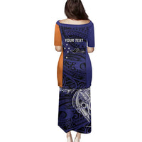 Personalised PNG New Ireland Family Matching Puletasi and Hawaiian Shirt Bird of Paradise Tattoo Flag Motif - Polynesian Pride