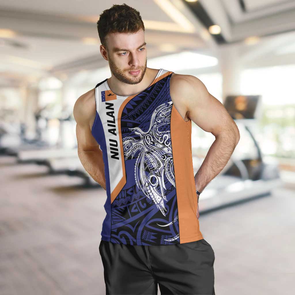 Personalised PNG New Ireland Men Tank Top Bird of Paradise Tattoo Flag Motif - Polynesian Pride