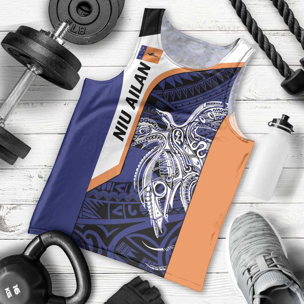 Personalised PNG New Ireland Men Tank Top Bird of Paradise Tattoo Flag Motif - Polynesian Pride