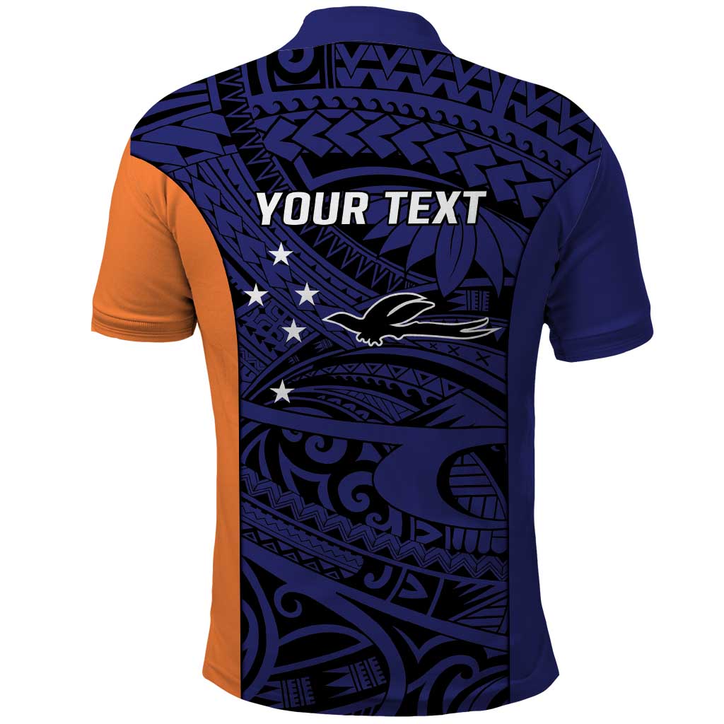 Personalised PNG New Ireland Polo Shirt Bird of Paradise Tattoo Flag Motif - Polynesian Pride