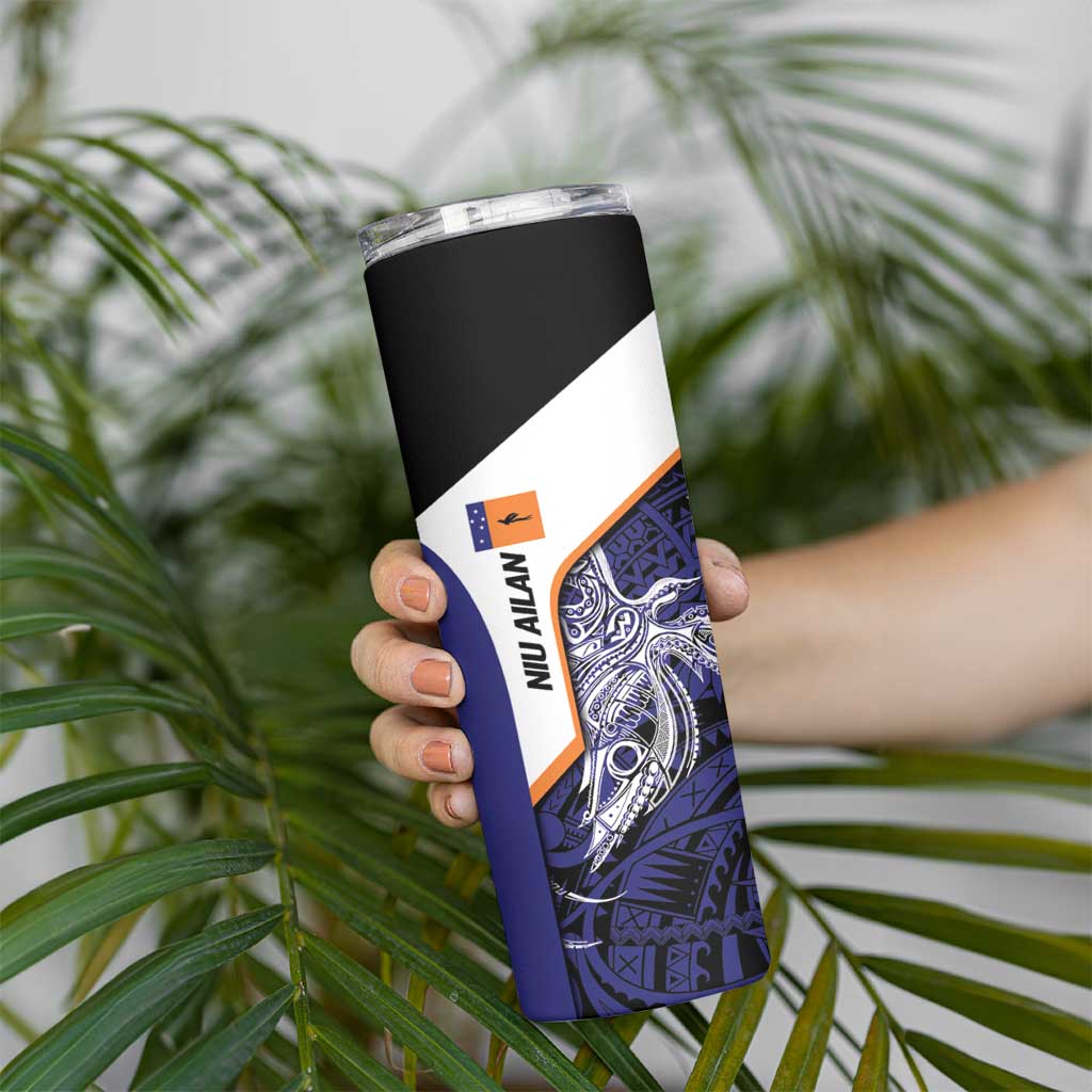 Personalised PNG New Ireland Skinny Tumbler Bird of Paradise Tattoo Flag Motif LT9 - Polynesian Pride