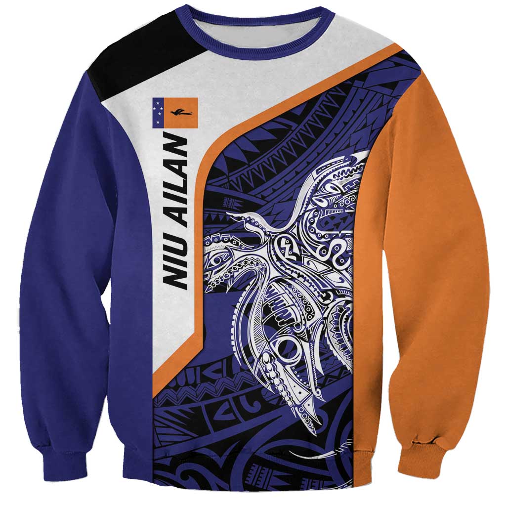 Personalised PNG New Ireland Sweatshirt Bird of Paradise Tattoo Flag Motif - Polynesian Pride