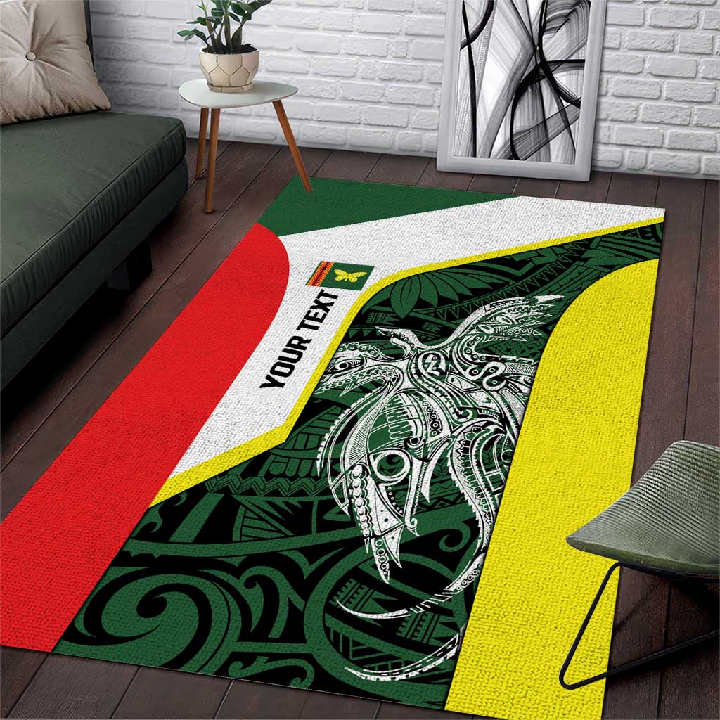 Personalised PNG Oro Province Area Rug Bird of Paradise Tattoo Flag Motif LT9 Green - Polynesian Pride