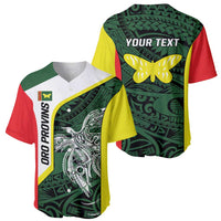 Personalised PNG Oro Province Baseball Jersey Bird of Paradise Tattoo Flag Motif LT9 - Polynesian Pride