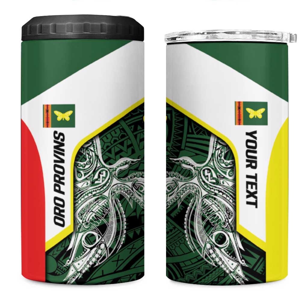 Personalised PNG Oro Province 4 in 1 Can Cooler Tumbler Bird of Paradise Tattoo Flag Motif LT9 One Size: 16 oz Green - Polynesian Pride