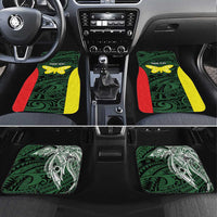 Personalised PNG Oro Province Car Mats Bird of Paradise Tattoo Flag Motif LT9 Set 4pcs Green - Polynesian Pride