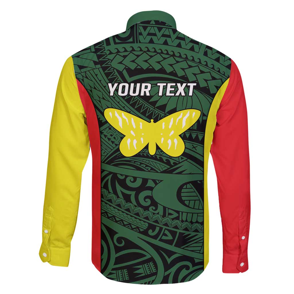 Personalised PNG Oro Province Family Matching Long Sleeve Bodycon Dress and Hawaiian Shirt Bird of Paradise Tattoo Flag Motif - Polynesian Pride