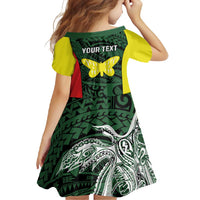 Personalised PNG Oro Province Family Matching Off Shoulder Maxi Dress and Hawaiian Shirt Bird of Paradise Tattoo Flag Motif - Polynesian Pride