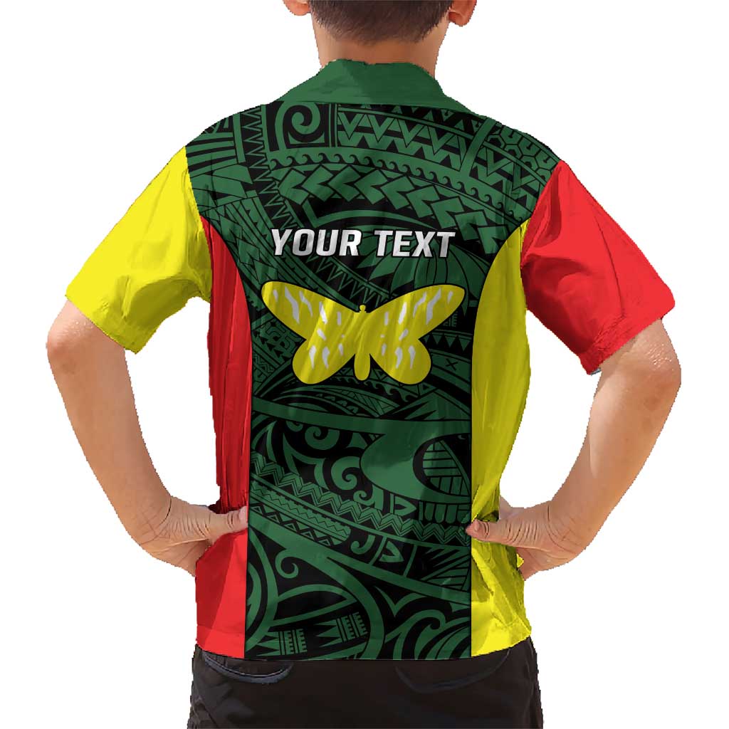 Personalised PNG Oro Province Family Matching Short Sleeve Bodycon Dress and Hawaiian Shirt Bird of Paradise Tattoo Flag Motif - Polynesian Pride