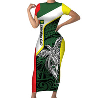 Personalised PNG Oro Province Family Matching Short Sleeve Bodycon Dress and Hawaiian Shirt Bird of Paradise Tattoo Flag Motif - Polynesian Pride