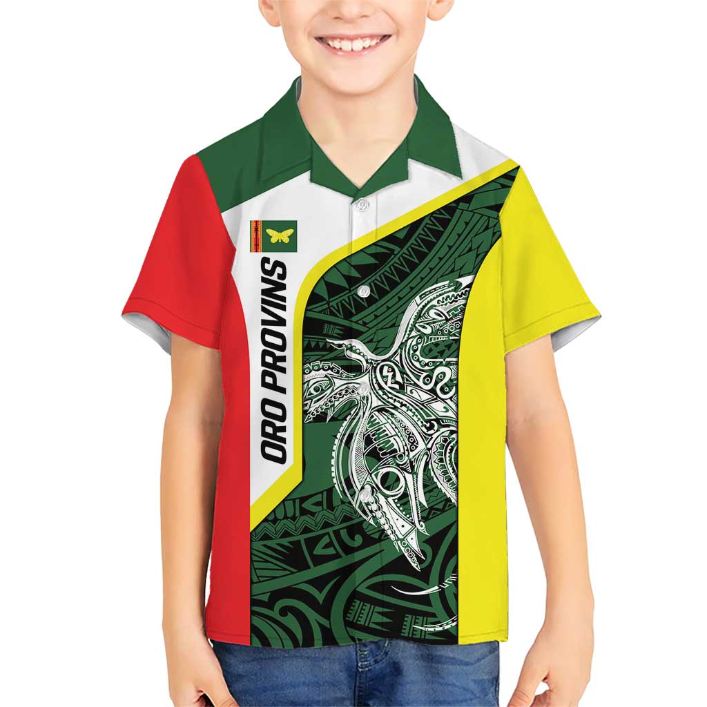 Personalised PNG Oro Province Family Matching Short Sleeve Bodycon Dress and Hawaiian Shirt Bird of Paradise Tattoo Flag Motif - Polynesian Pride