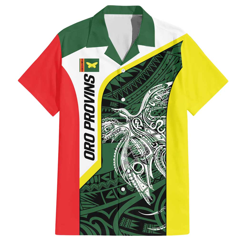 Personalised PNG Oro Province Hawaiian Shirt Bird of Paradise Tattoo Flag Motif - Polynesian Pride