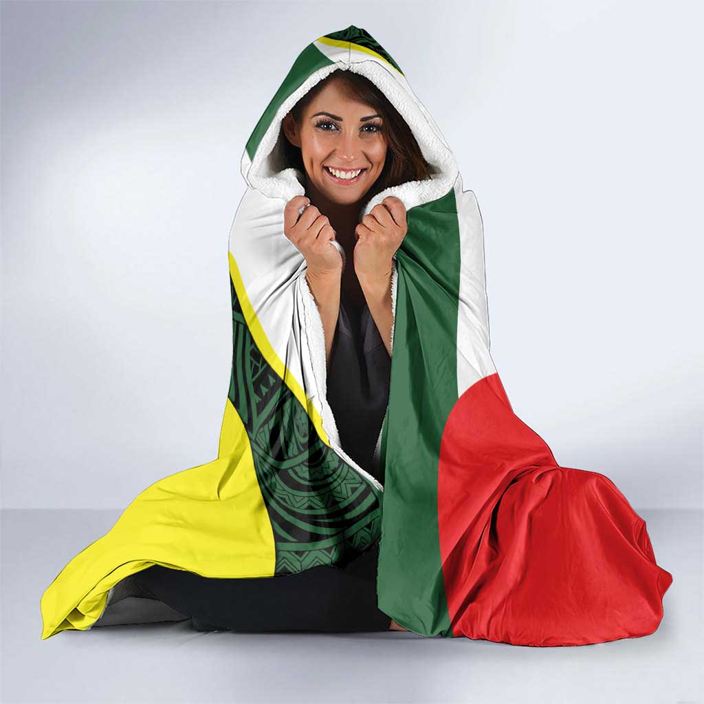 Personalised PNG Oro Province Hooded Blanket Bird of Paradise Tattoo Flag Motif - Polynesian Pride