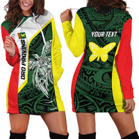 Personalised PNG Oro Province Hoodie Dress Bird of Paradise Tattoo Flag Motif - Polynesian Pride