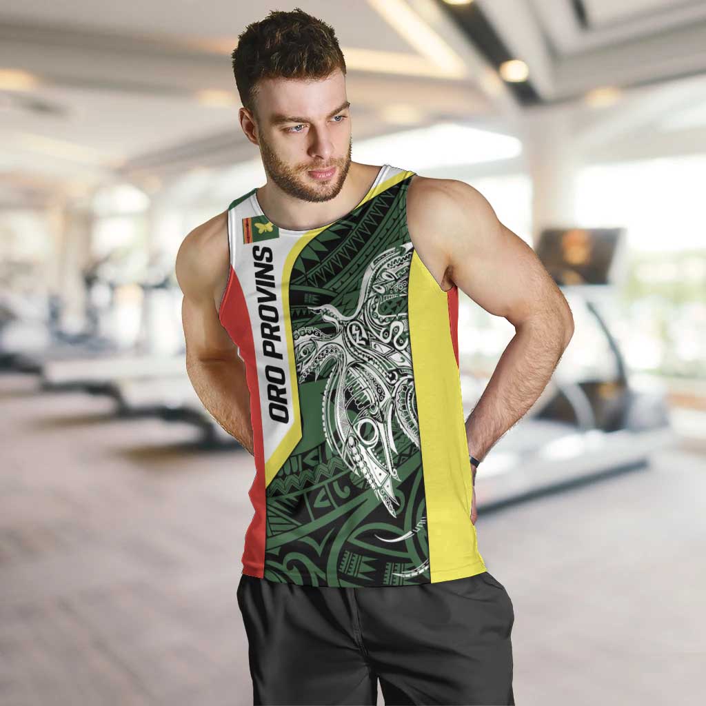 Personalised PNG Oro Province Men Tank Top Bird of Paradise Tattoo Flag Motif - Polynesian Pride