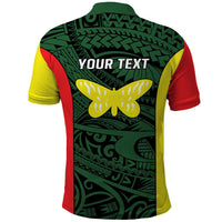 Personalised PNG Oro Province Polo Shirt Bird of Paradise Tattoo Flag Motif - Polynesian Pride