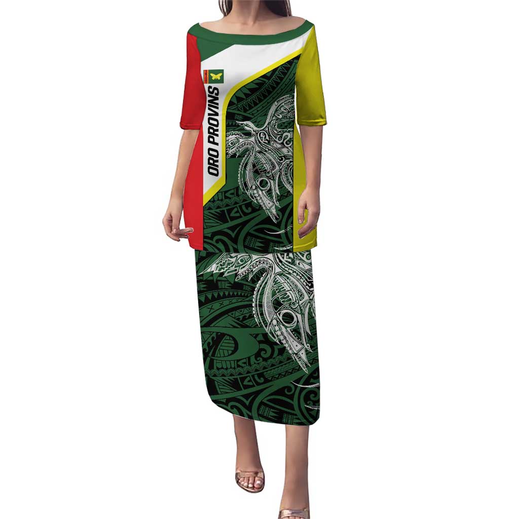 Personalised PNG Oro Province Puletasi Bird of Paradise Tattoo Flag Motif - Polynesian Pride