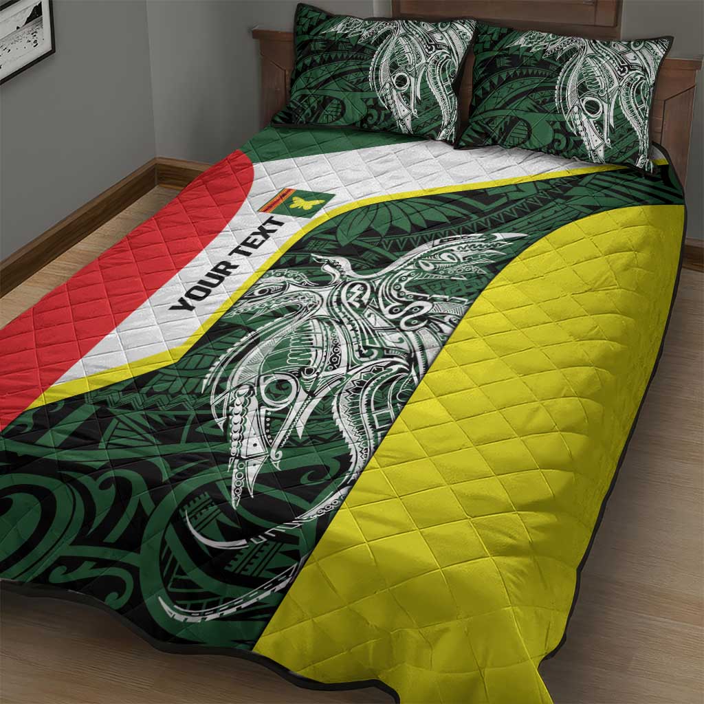 Personalised PNG Oro Province Quilt Bed Set Bird of Paradise Tattoo Flag Motif - Polynesian Pride