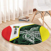 Personalised PNG Oro Province Round Carpet Bird of Paradise Tattoo Flag Motif LT9 - Polynesian Pride