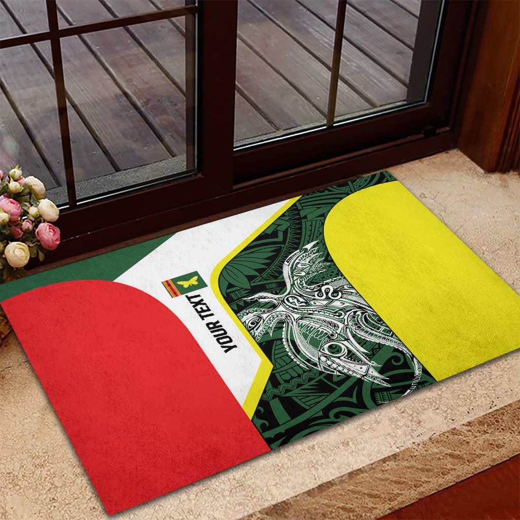 Personalised PNG Oro Province Rubber Doormat Bird of Paradise Tattoo Flag Motif - Polynesian Pride