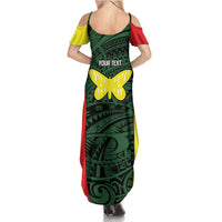 Personalised PNG Oro Province Summer Maxi Dress Bird of Paradise Tattoo Flag Motif - Polynesian Pride