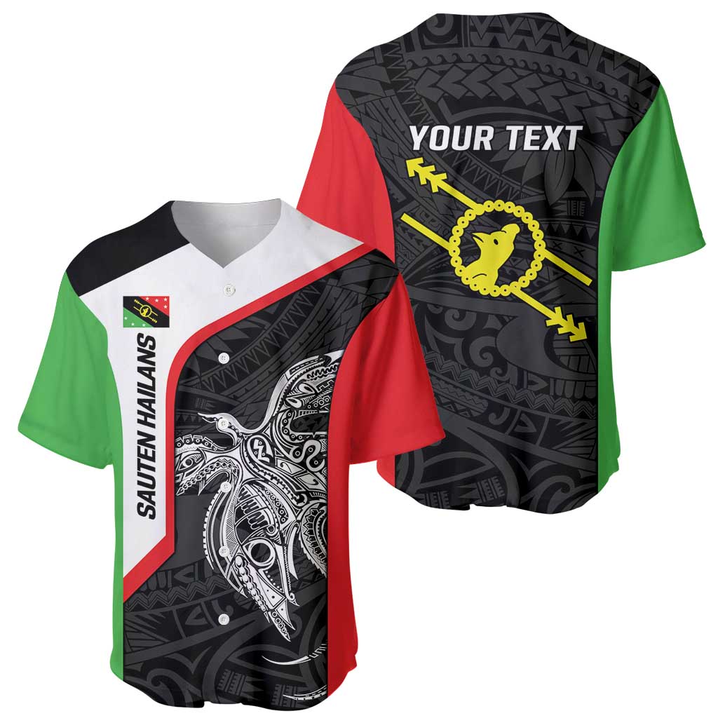 Personalised PNG Southern Highlands Province Baseball Jersey Bird of Paradise Tattoo Flag Motif LT9 - Polynesian Pride
