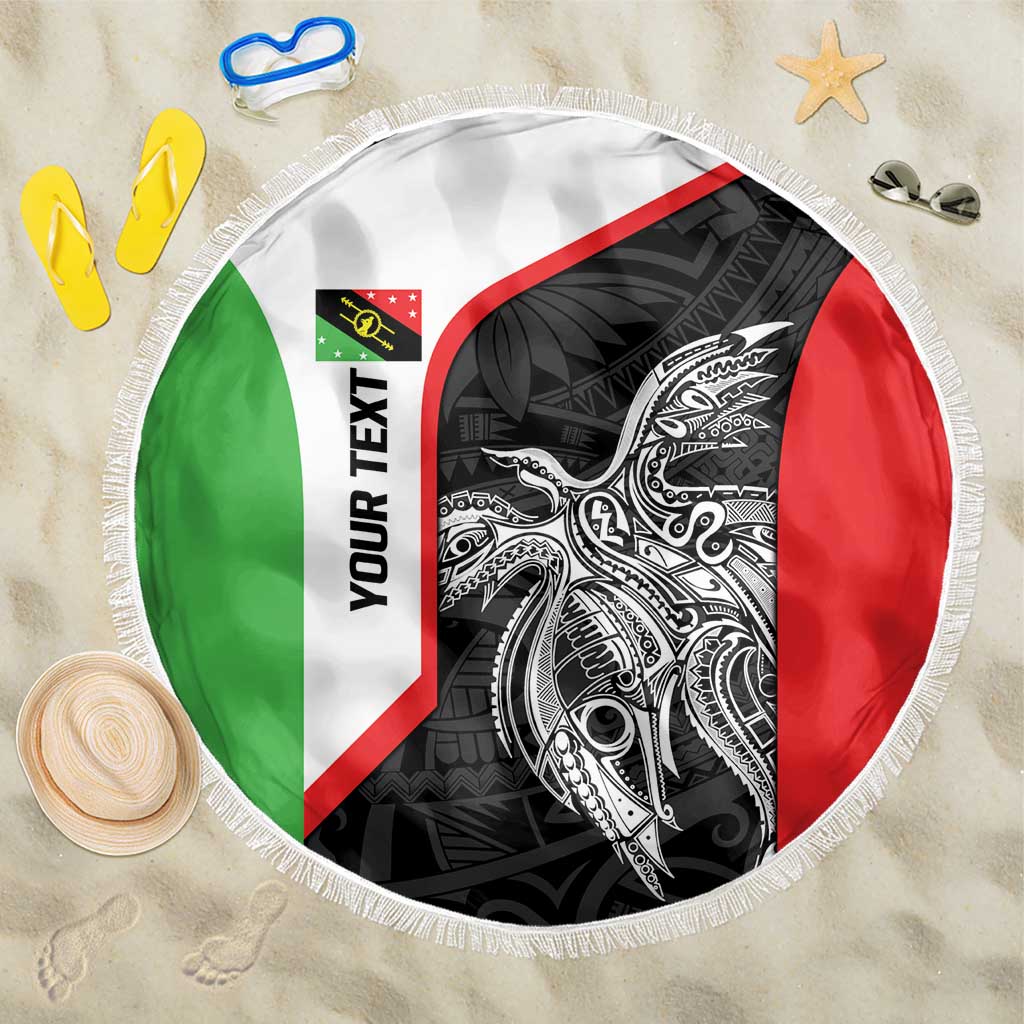 Personalised PNG Southern Highlands Province Beach Blanket Bird of Paradise Tattoo Flag Motif - Polynesian Pride