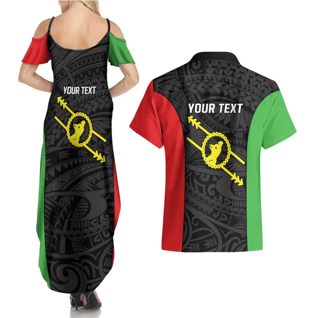Personalised PNG Southern Highlands Province Couples Matching Summer Maxi Dress and Hawaiian Shirt Bird of Paradise Tattoo Flag Motif - Polynesian Pride